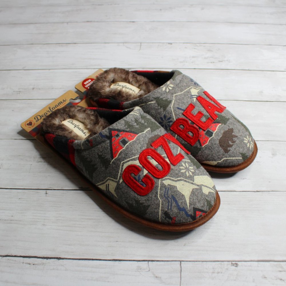 Dearfoams Men's Mule Slippers Size 5-6 Cozy Bear